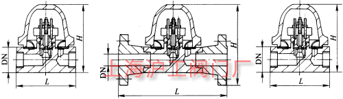 CS17H、CS47H、CS67H 型双金属片式疏水阀主要外形及结构尺寸示意图