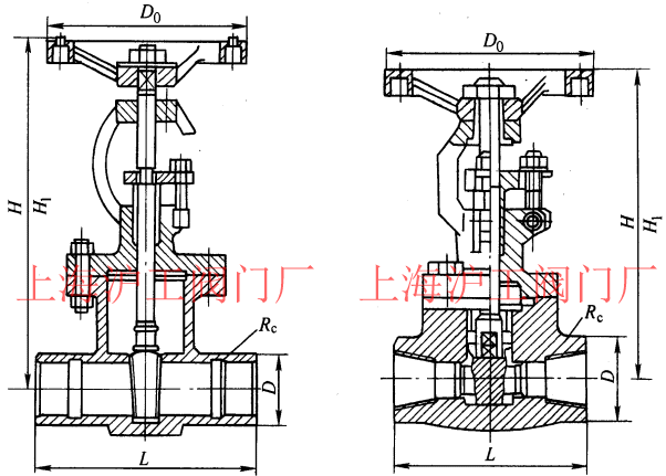 Z11HZ11Y  PN25~PN160 Шʽբμṹߴʾͼ