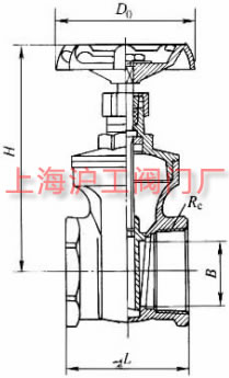 Z15W-16R、Z15W-16P 型不锈钢闸阀外形及结构尺寸示意图