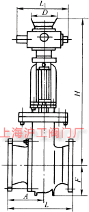 PZ941Y-25 型法蘭連接電動排渣閥主要外形及結構尺寸示意圖