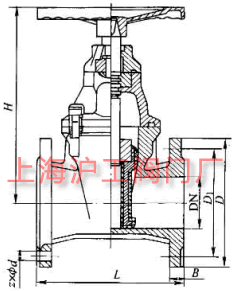 Z40X-10、Z40X-16 型弹性座封闸阀主要外形及结构尺寸示意图