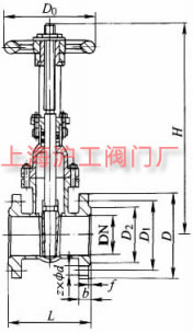 Z41T-10C 型法兰连接钢制闸阀主要外形及结构尺寸示意图