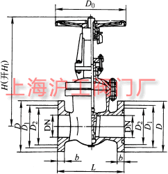 Z41Y 型 150(Lb)~600(Lb) 法兰闸阀主要外形及结构尺寸示意图