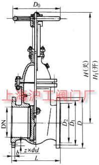 Z44TZ44WZ44H  PN10PN16 ƽʽ˫բբҪμṹߴʾͼ