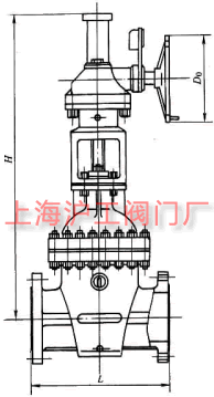 Z540H、Z540Y、Z540W 型 PN16~PN160 钢制锥齿轮传动楔式闸阀主要外形及结构尺寸示意图