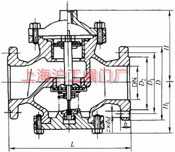 H7B41X-16、H7B41X-16C 型液控止回阀主要外形及结构尺寸示意图